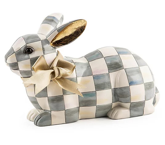 MacKenzie-Childs Sterling Check Resting Bunny - QVC.com | QVC