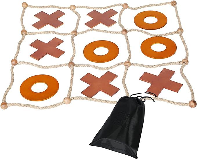 JKsmart Giant Tic Tac Toe Game, Large Tic Tac Toss Across Game with Rope & Wooden Stakes, Outdoor... | Amazon (US)