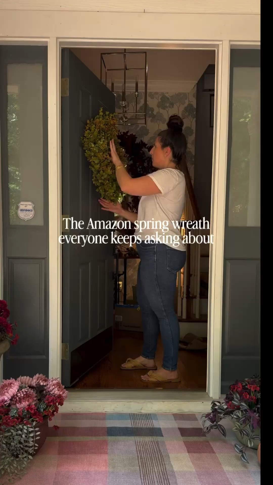 Every time I share this wreath someone asks where it’s from… and the answer always surprises people.

The greenery looks incredibly realistic, it’s nice and full, and it instantly makes the front door feel fresh for spring. I’m always picky about faux florals and greenery, but this one is really good.

It’s one of those easy pieces that gives your entry a finished look without having to overthink it.

If you’re refreshing your front door for spring, this is a really beautiful option.



spring wreath | Amazon wreath | spring front door decor | faux greenery wreath | Amazon home decor finds | spring entry decor | designer look wreath

#springfrontdoor #amazondecor #homestylingideas #amazonhomefind #springhome

#LTKSpringSale #LTKHome #LTKspring