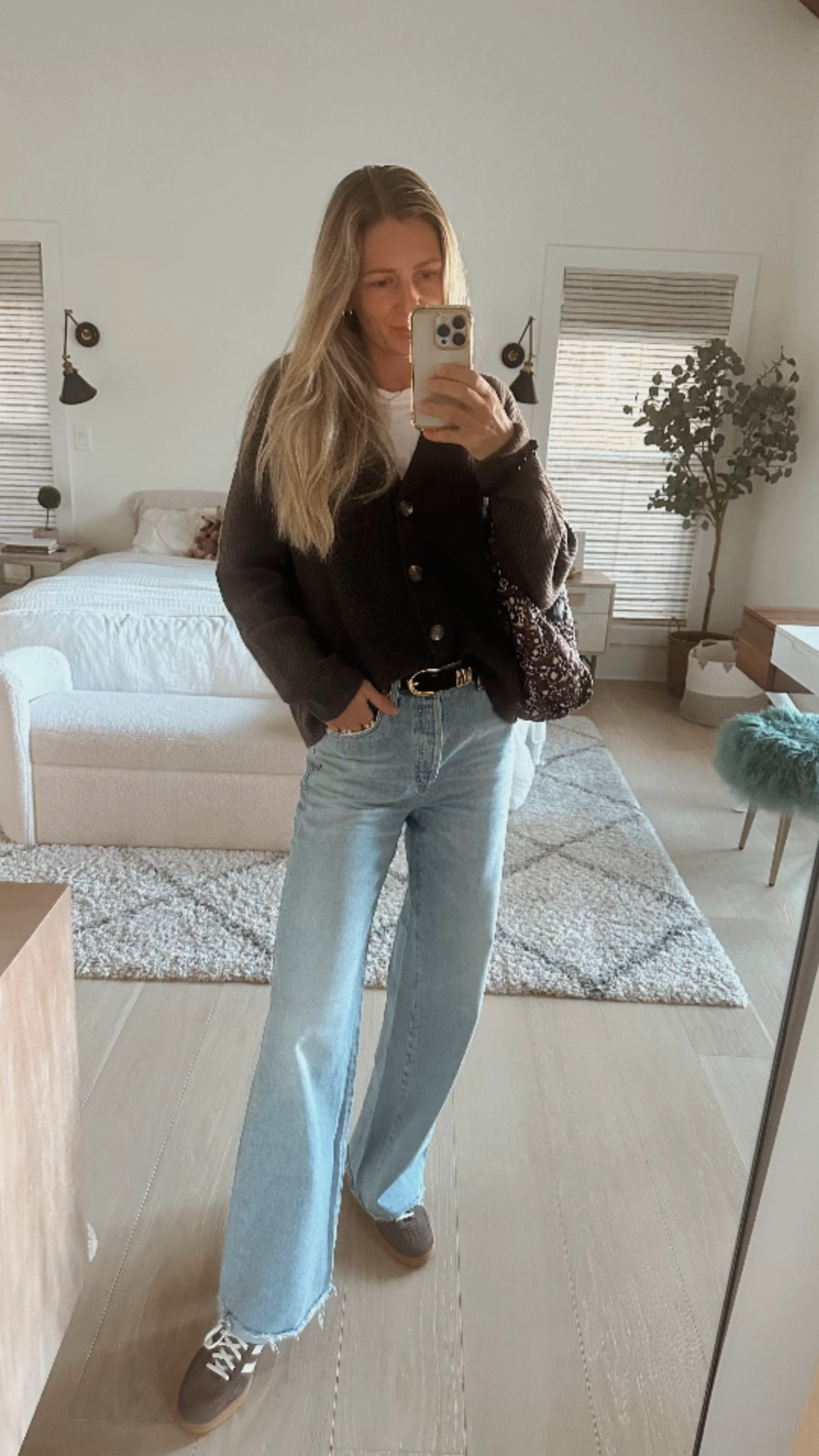 Casual and cozy! 

*wearing cashmere cardigan size XS, it’s very relaxed / jeans 26 tts / tee S

#jeans #cardigan #sneakers #adidas #adidasspezial #adidassamaba #whitetee #amazonfinds #thedrop #mochamousse #chocolatebrown #suede #brownsneakers #suedebelt #madewell #wideleg#LTKMostLoved 

#LTKFindsUnder100 #LTKSeasonal