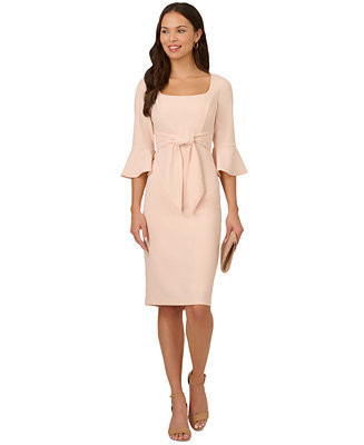 Adrianna Papell Women's Tie-Front Bell-Sleeve Sheath Dress - Macy's | Macy's