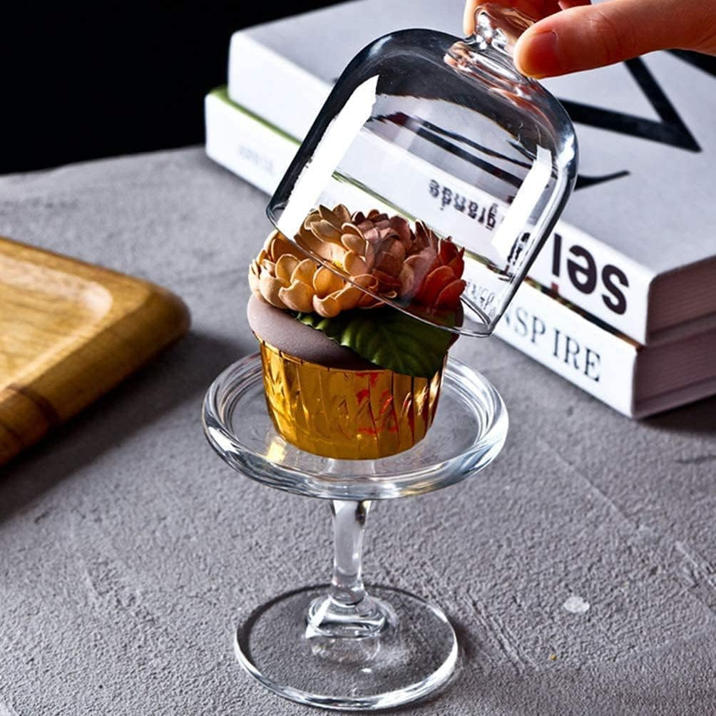 Mini Cake Stand Glass Mini Cupcake Display Plate with Dome Cover Pedestal Dessert Stand Holder fo... | Amazon (US)