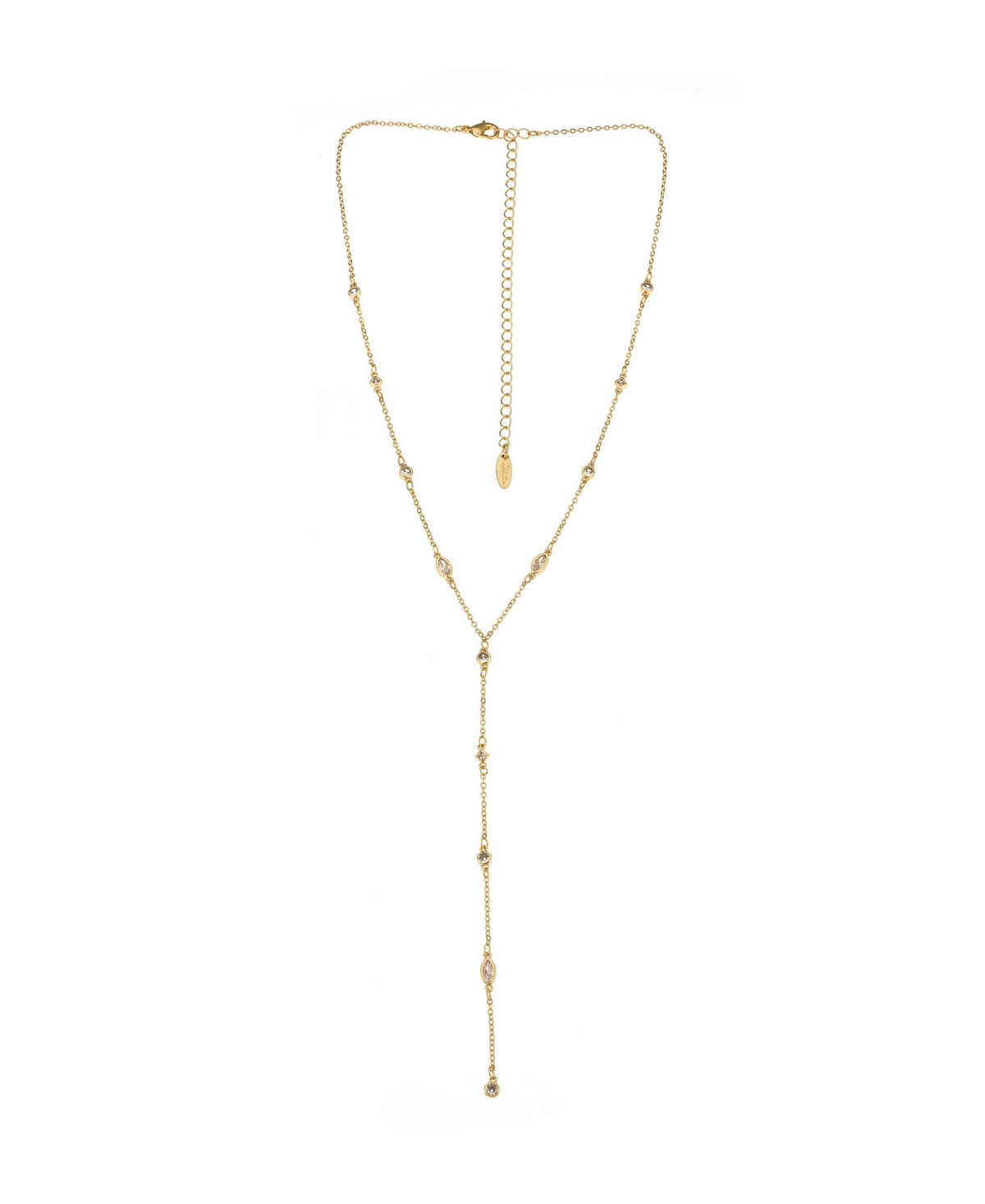 Ettika 18K Gold Plated Dainty Crystal Lariat Necklace - Gold-Plated | Macy's