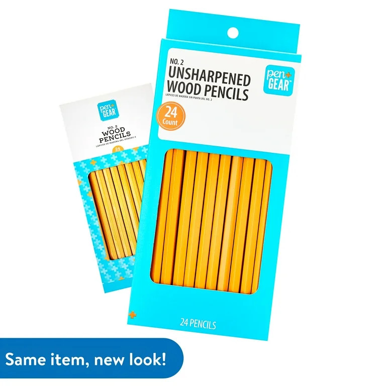 Pen+Gear #2 HB Yellow Wood Pencils, Unsharpened, 24 Count | Walmart (US)