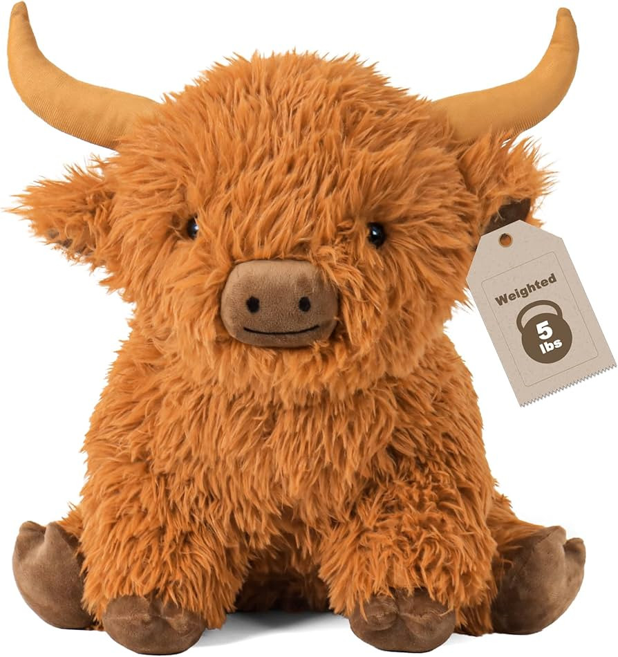 5lbs Highland Cow Weighted Stuffed Animals, 16in Tall Big Highland Cow Plush Toy, Soft Adorable S... | Amazon (US)