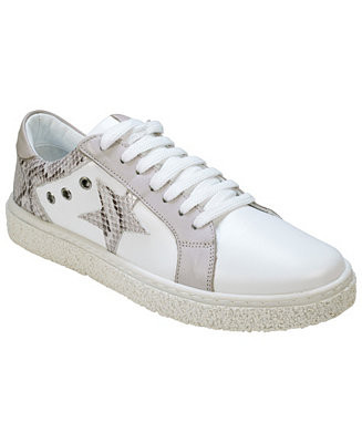 Cools 21 Women's Charlee Snakeskin Two-Tone Star Motif Lace Up Sneakers - Macy's | Macy's