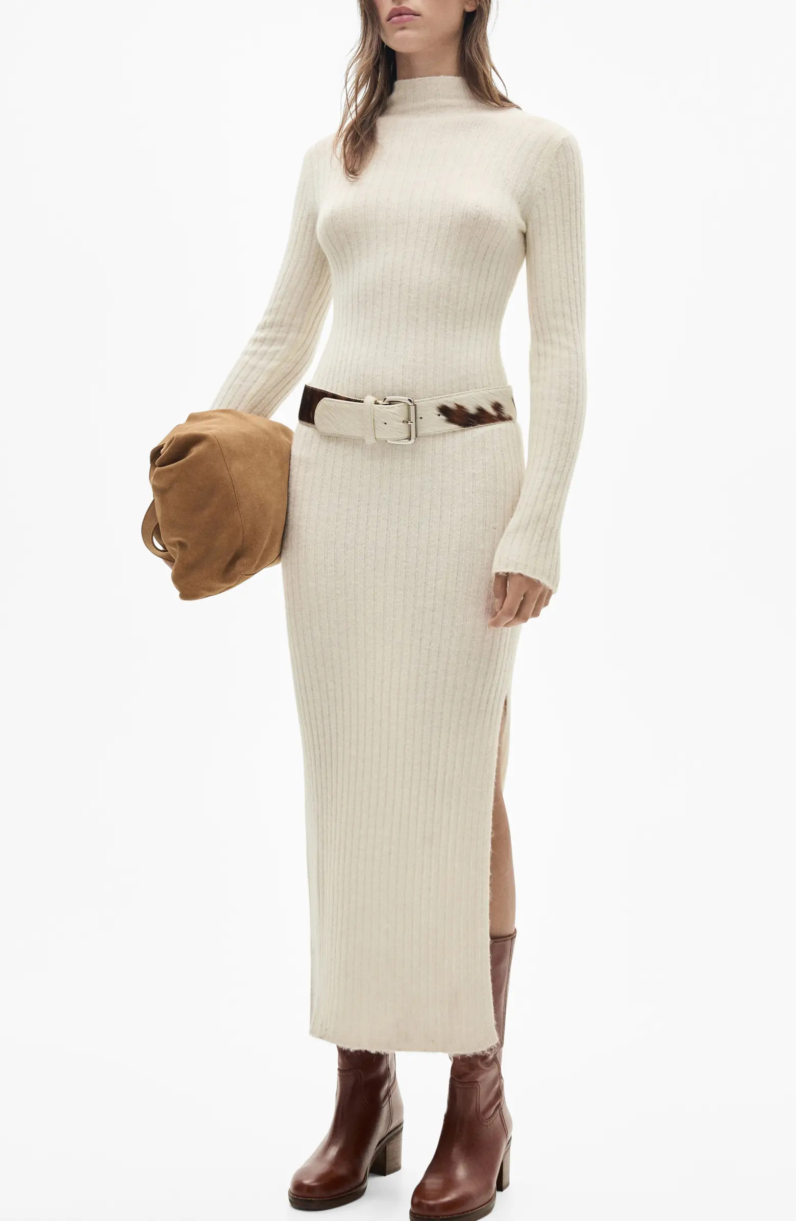 MANGO Garrigo Long Sleeve Rib Sweater Dress | Nordstrom | Nordstrom