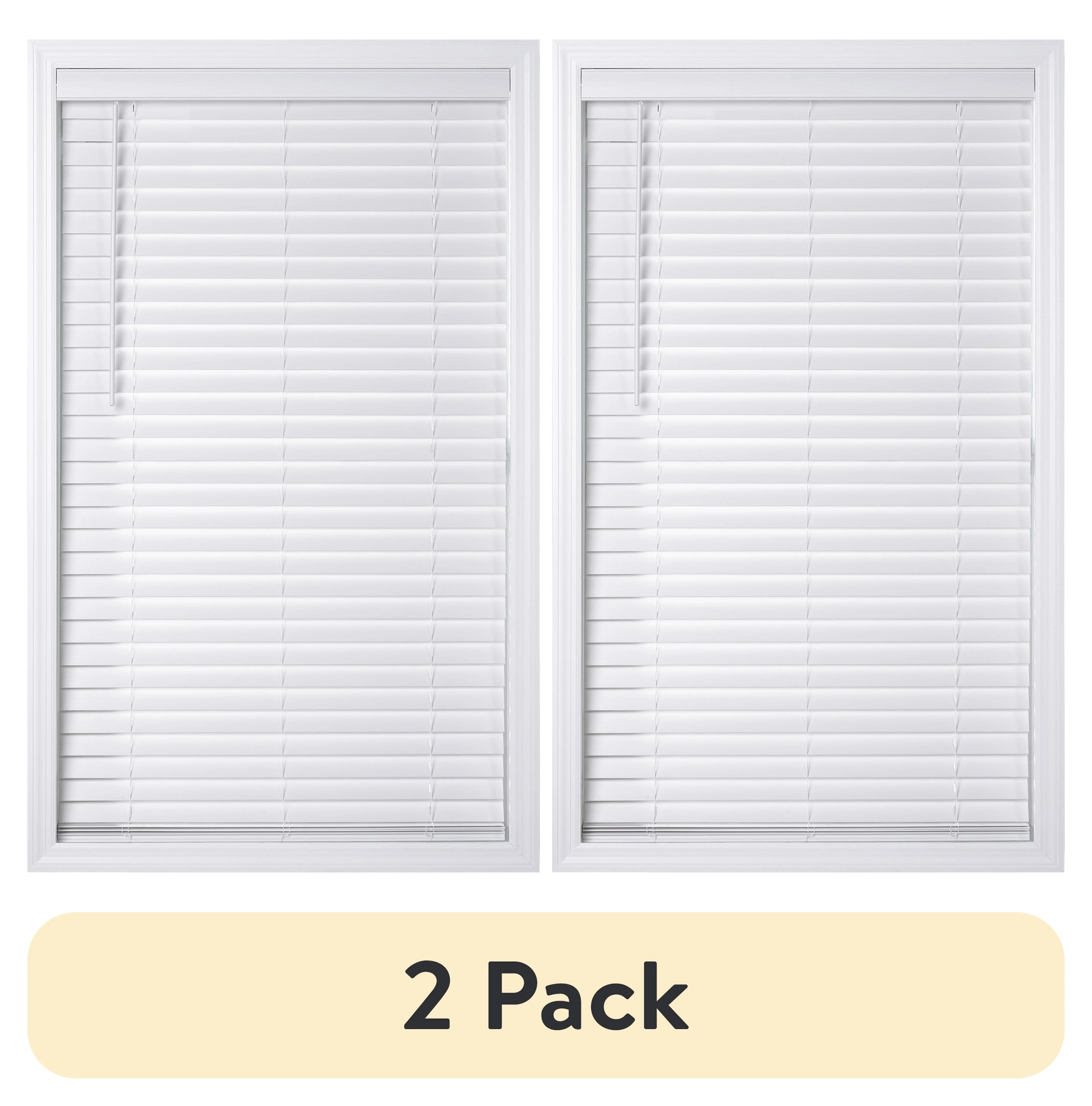 (2 pack) Better Homes & Gardens 2" Cordless Faux Wood Horizontal Blinds, White, 23" W x 48" L | Walmart (US)