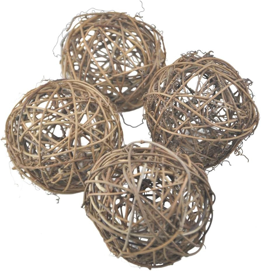 4pcs Wicker Dried Vine Balls Table Wedding Party X-mas Garden Decoration 4 Inch 10cm | Amazon (US)