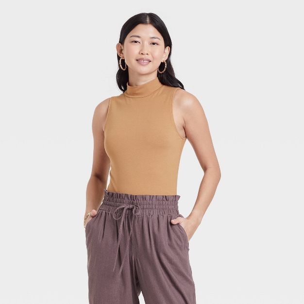 Women's Ribbed Mock Turtleneck Tank Bodysuit - A New Day™ | Target