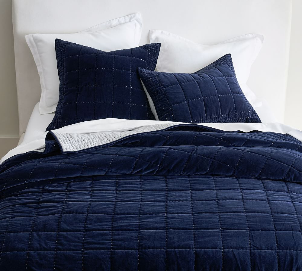 Velvet Handcrafted Box Stitch Quilt | Pottery Barn (US)