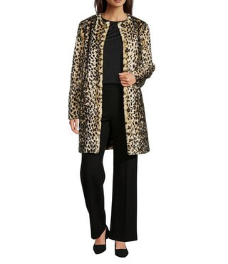 J.McLaughlin Pella Leopard Print Round Neck Long Sleeve Jacket | Dillard's | Dillard's