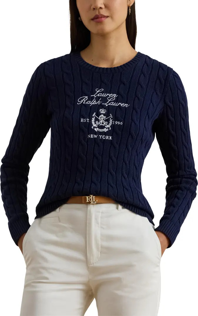 Cable Knit Embroidered Sweater | Nordstrom