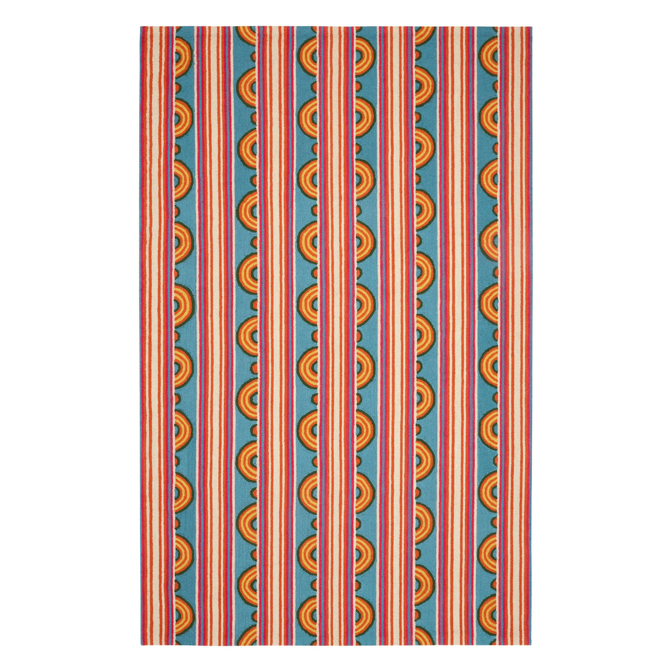 Button Multi Hand Micro Hooked Wool Rug | Annie Selke