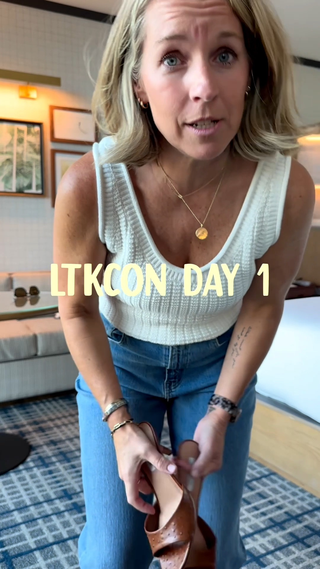 Outfit for event 1! Medium tank and 29/8 regular jeans! @abercrombie @Quince @stevemadden-us

#LTKCon #LTKgrwm #LTKPetite