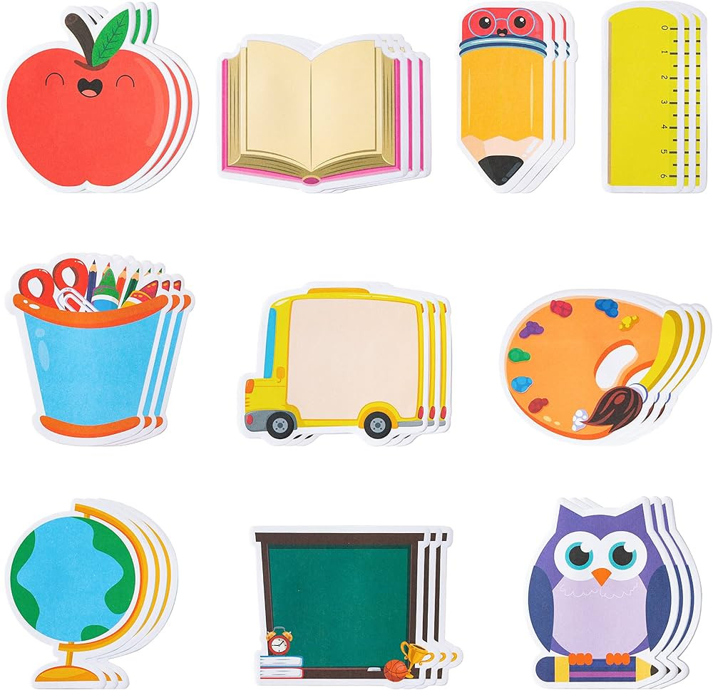 600Pcs Back to School Sticky Notes Pencil Ruler Book Blackboard Palette Owl Shaped Self-Adhesive ... | Amazon (US)