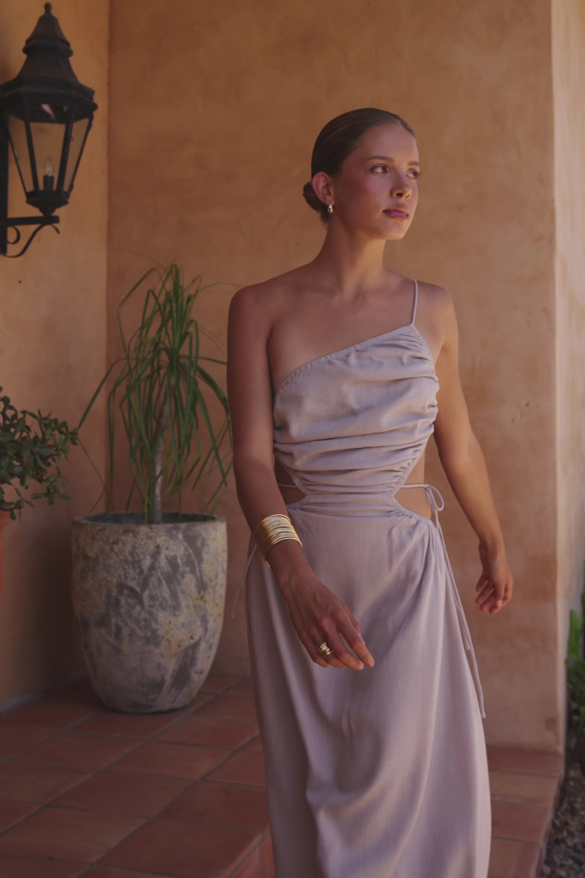 Stone Grey Backless Maxi Mahya Dress | Sabo Skirt US