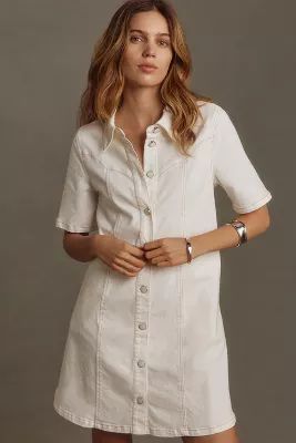 English Factory Short-Sleeve Mini Shirt Dress | Anthropologie (US)
