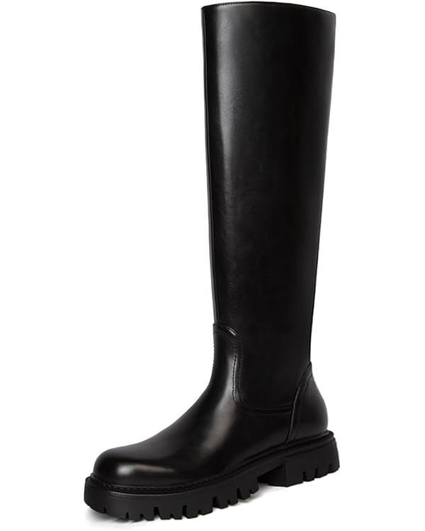 Platform Knee High Boots for Women Comfortable Stretch Round Toe Chunky Heel Tall Boots with Side... | Amazon (US)