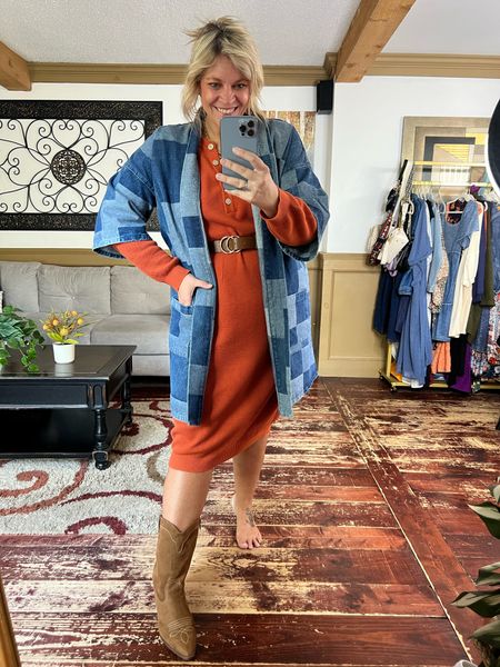 Free People look for less sweater dress- size xl
Patchwork denim duster jacket (12/14- use code 2023nicole25 for 25% off)
Fall fashion
Fall outfit ideas 

#LTKfindsunder100 #LTKplussize #LTKover40