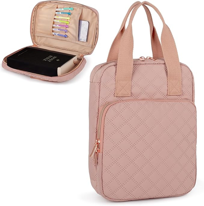 Bible Cover for Women, Bible Case with Handles,Carrying Bible Bag Scripture Case Church Bag Bible... | Amazon (US)