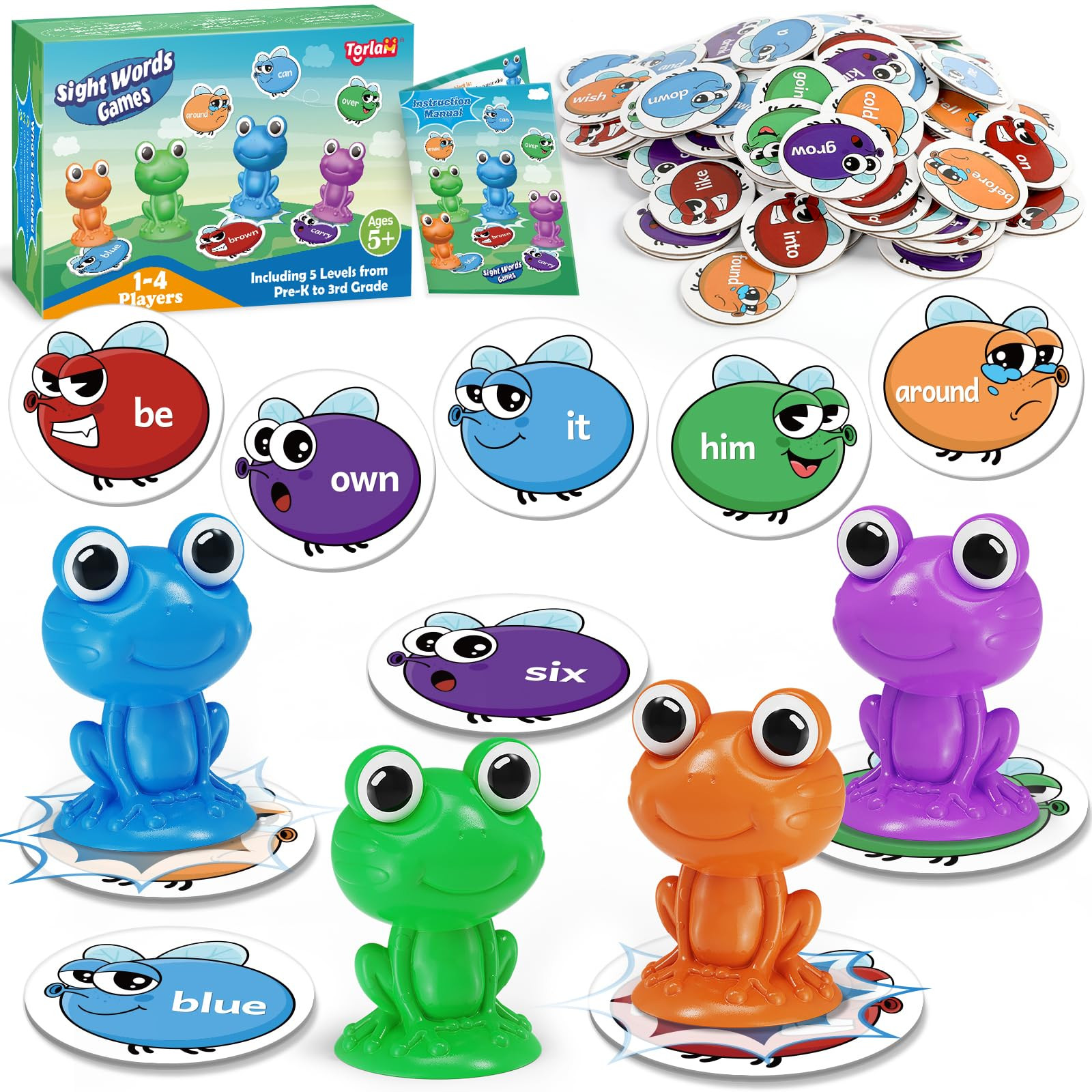 Torlam Sight Word Games Frog Site Words Educational Flash Cards Kindergarten Phonics Learning Gam... | Amazon (US)