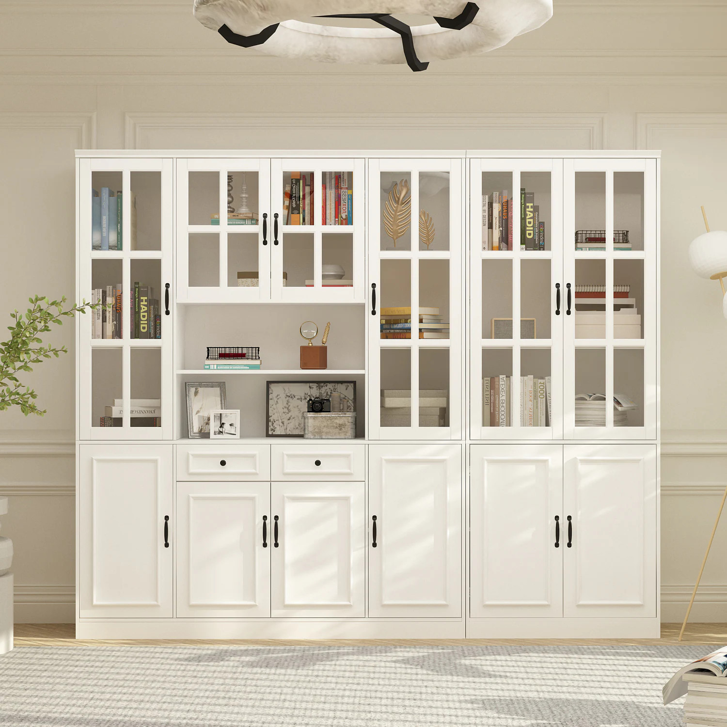 FUFU&GAGA 94.5-in W x 78.7-in H MDF White Freestanding Utility Storage Cabinet one_size | LJY-KF020319+321 | Lowe's