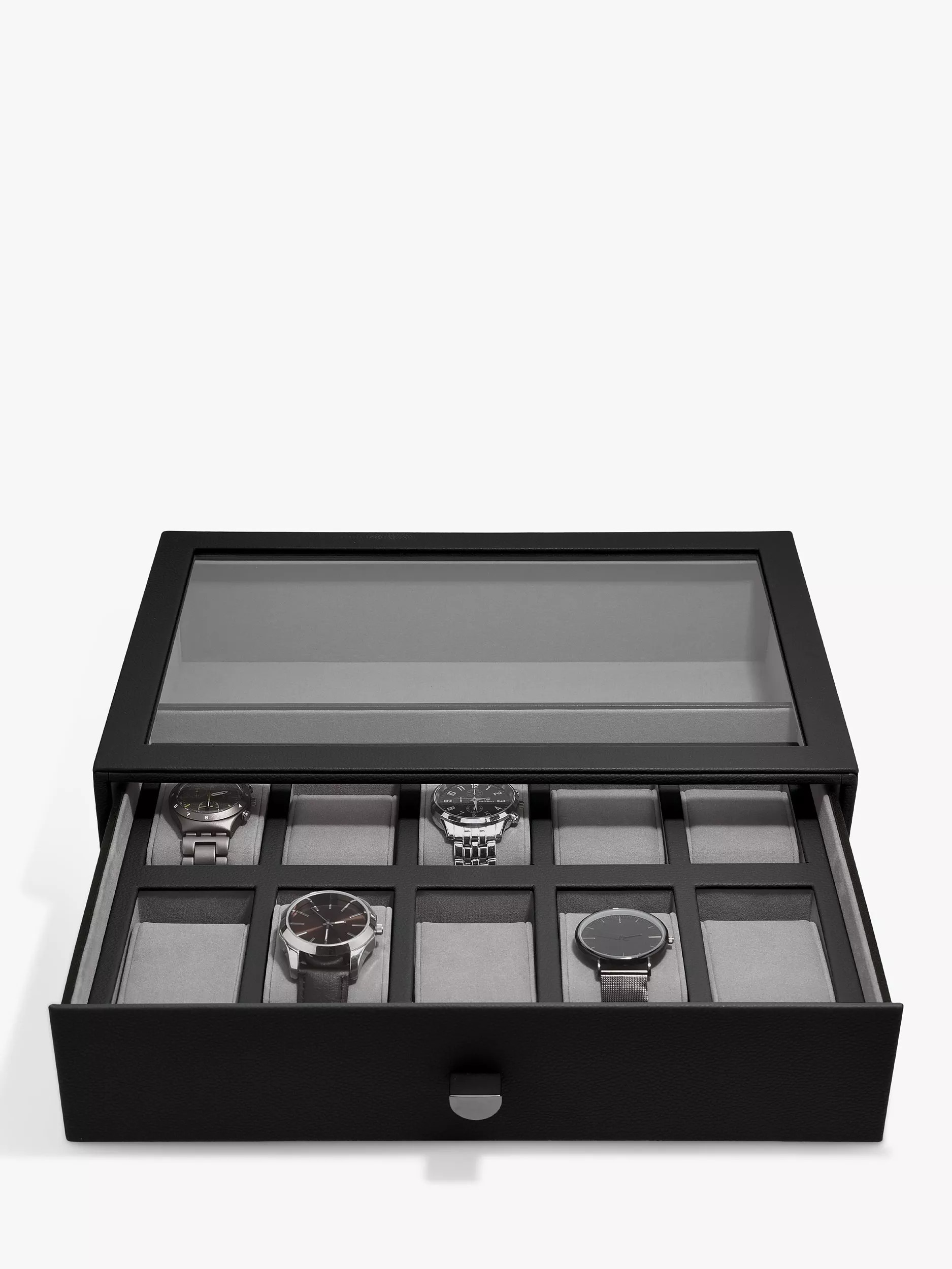 Stackers10 Piece Watch Storage Drawer, Black | John Lewis (UK)