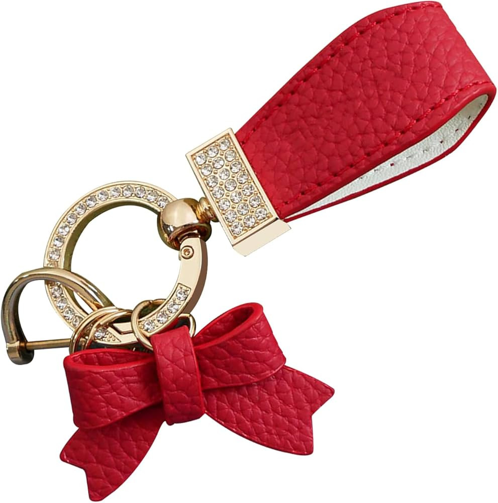 1 PC Bling Car Bow Leather Keychain, Rhinestone Keychain Decoration, Universal for Car Handbag Pe... | Amazon (US)