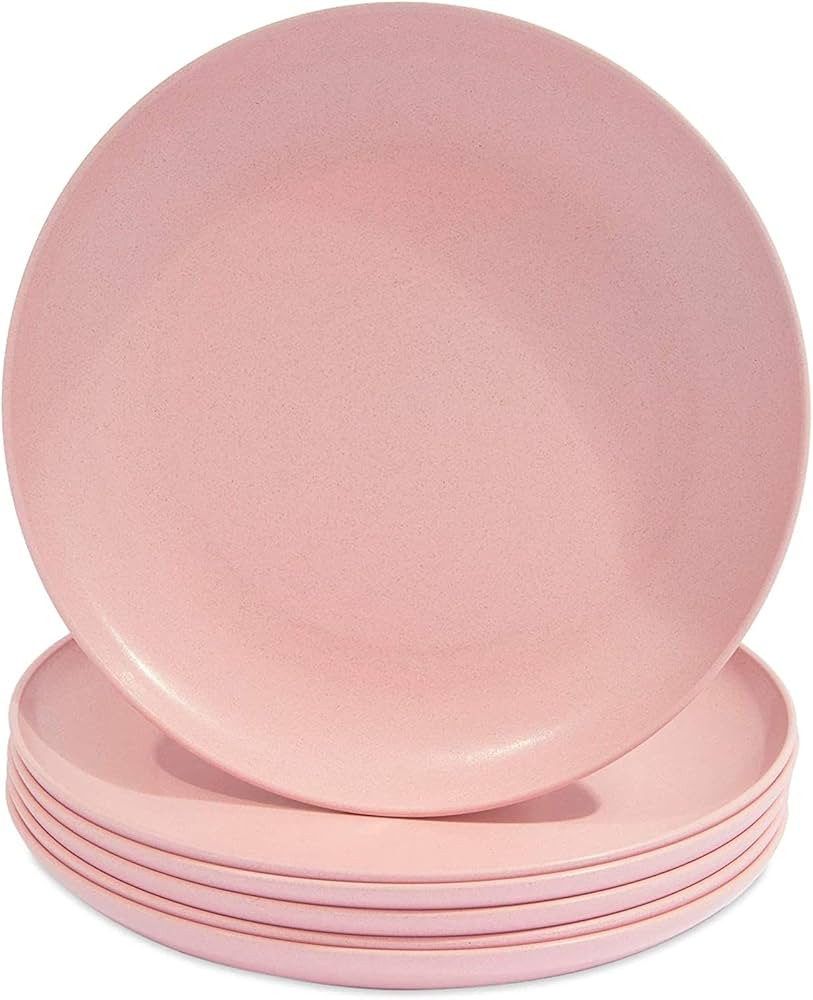 Wheat Straw Plates, Unbreakable Dinner Plate (Pink, 8 In, 6 Pack) | Amazon (US)