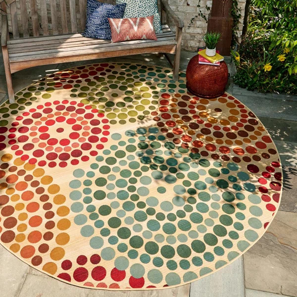 Deweese Geometric Green/Beige/Red/Turquoise Indoor / Outdoor Area Rug | Wayfair North America