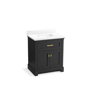 Charlemont 30.98in. Single Sink Freestanding Ferrous Grey Bath Vanity with White Quartz Top Assembled | The Home Depot