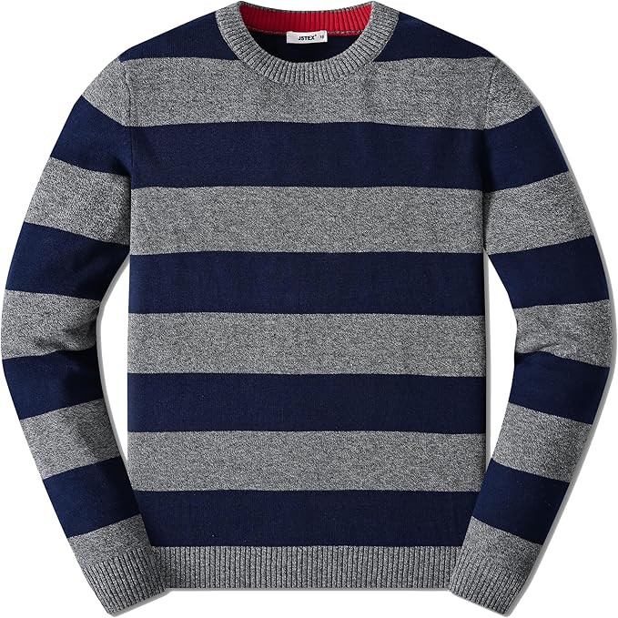 Boys Sweater 100% Cotton Knit Kids Pullover Sweater Crew Neck Long Sleeve Striped Sweater for Chi... | Amazon (US)