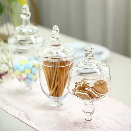 Efavormart 3 Pack | Clear Glass Apothecary Jars Candy Buffet Containers with Lids For Wedding Par... | Amazon (US)