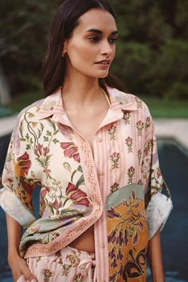 Agua Bendita Chrissy Linen Blend Buttondown Shirt | Anthropologie (US)