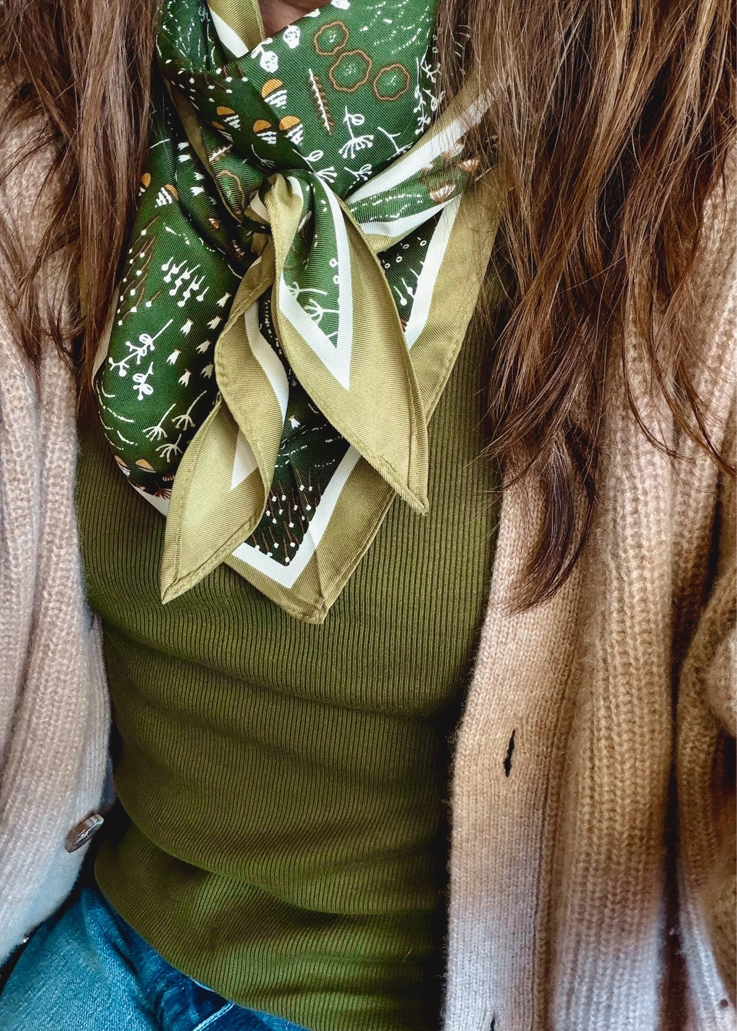 one of my favorite scarves. The green pattern and color is so rich and pretty. Perfect tied around your neck, on your bag, on your waist, or in your hair🌲

#LTKPetite #LTKSeasonal #LTKootd