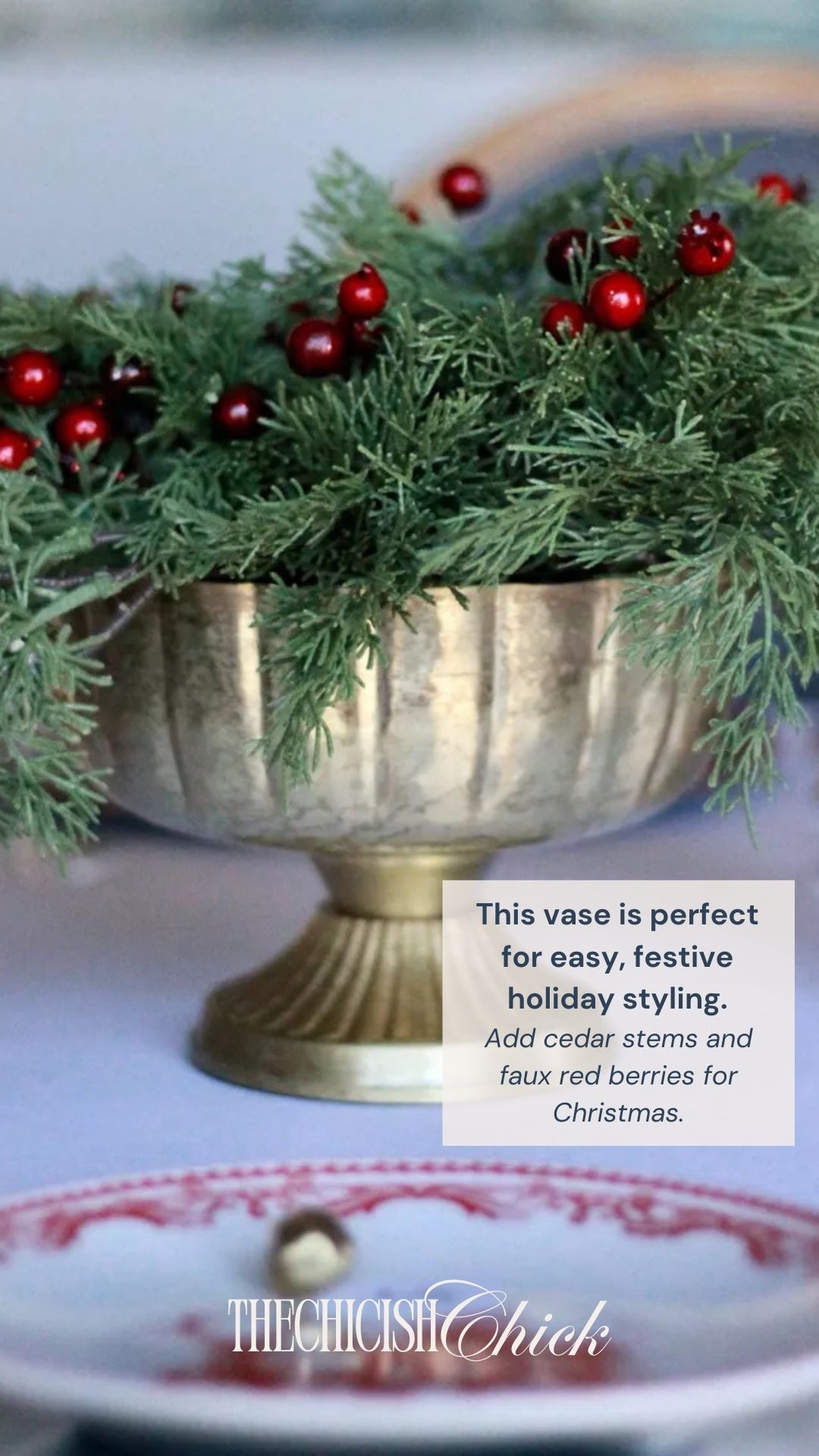 This gold pedestal vase is perfect for the holidays. Fill with cedar stems and berries for a fun pop of color. 

#LTKHoliday #LTKStyleTip #LTKSeasonal