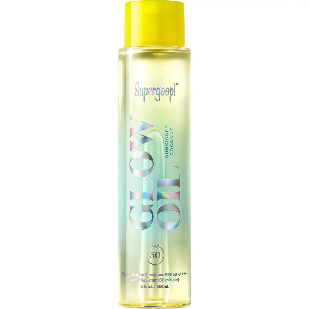 Supergoop!® Glow Oil SPF 50 Scented Sunscreen Body Oil in Sunkissed Coconut at Nordstrom | Nordstrom