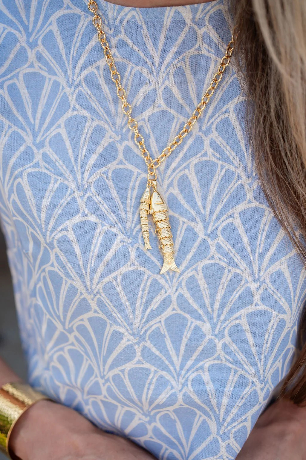 Lucky Double Fish Necklace- Momma and Baby Fish | Lisi Lerch Inc