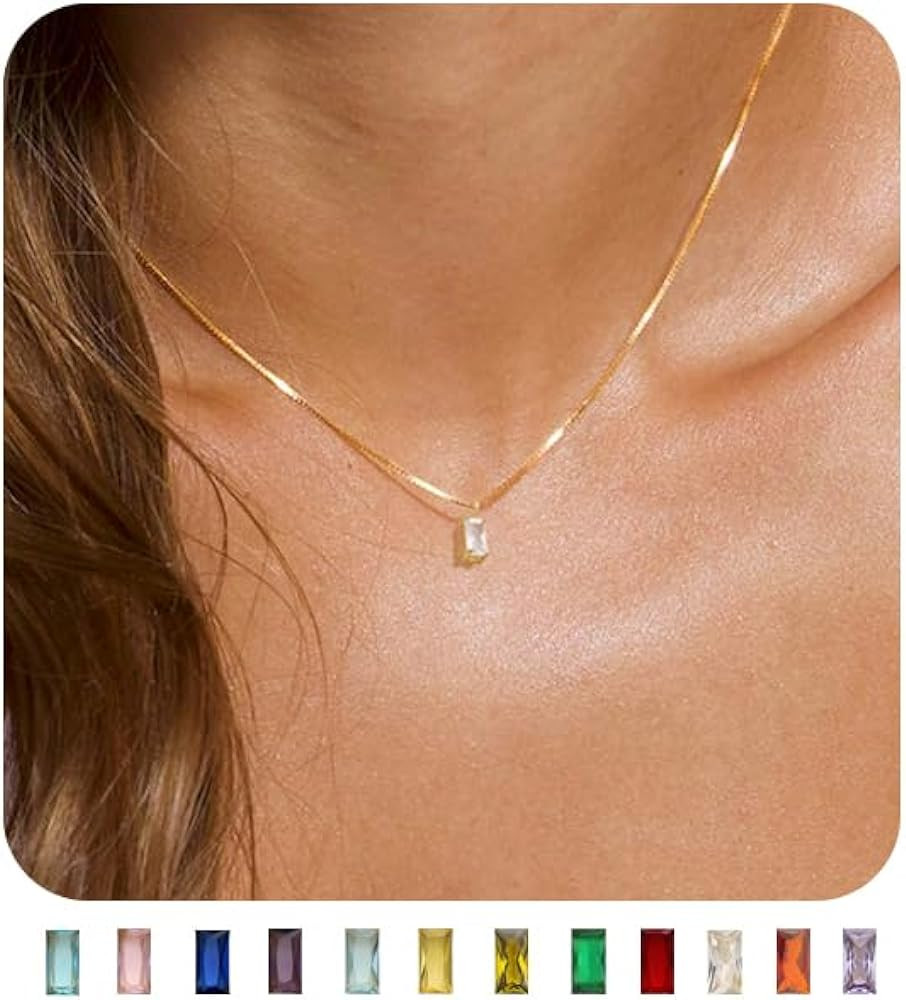 FUNEIA Diamond Necklaces for Women 14K Gold Plated Emerald Birthstone Necklace for Women Mothers ... | Amazon (US)