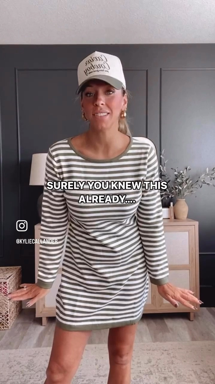 IT'S LAST PRIME DAY! comment
SWEATER DRESS+ and the link is yours! Styled this striped, long sleeve, flared, sweater dress 3 ways to help you decide what Fall festivity you are wearing this to...
Option 1: Brown + Boots // Concert, Dinner Date, Baby Shower
Option 2: Olive + Hat + Sneakers // To the Ballpark, out for errands, Target Run
Option 3: Black + Hat // Apple Picking, Wine Tasting, Pumpkin Patching
Which look is your fave?
Striped dress, long sleeve dresses, sweater dresses, striped sweater dresses, amazon sweater dresses, prime day deals, amazon prime day, mini sweater dresses

#LTKHoliday #LTKWorkwear #LTKFindsUnder50