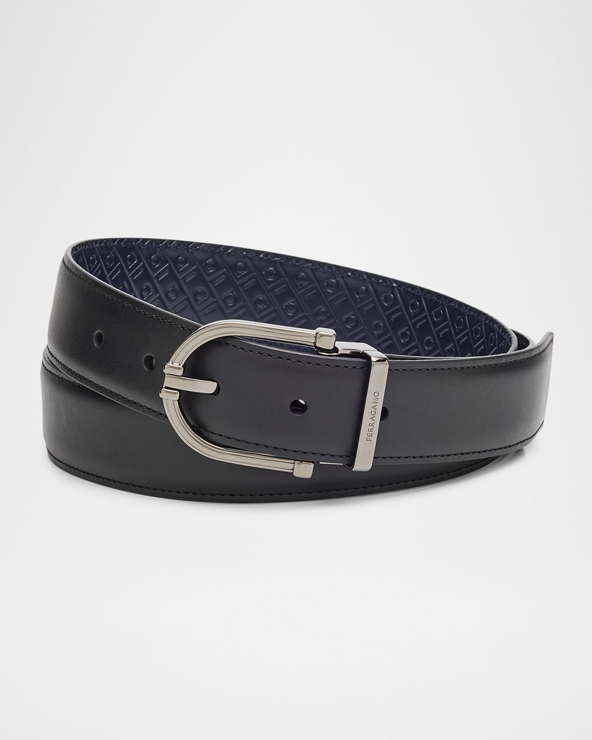 Men's Gancio-Embossed Reversible Leather Belt | Neiman Marcus