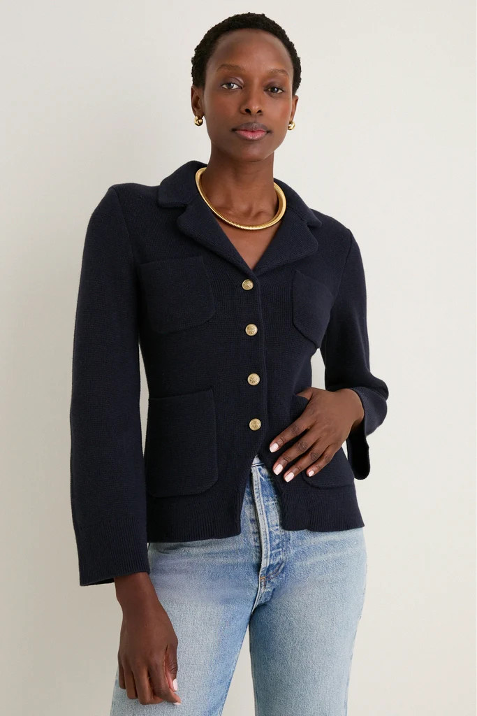 Navy London Sweater Jacket in Cotton Cashmere | Tuckernuck (US)