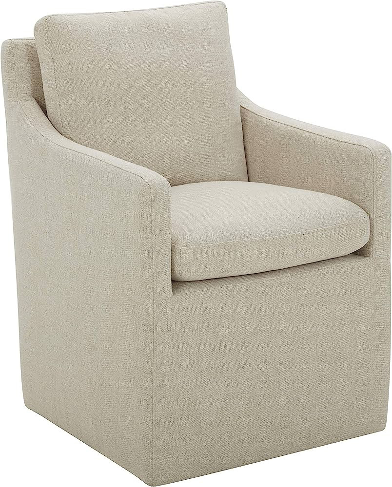 Amazon Brand – Stone & Beam Vivianne Modern Upholstered Dining Chair with Casters, 24.4"W, Line... | Amazon (US)