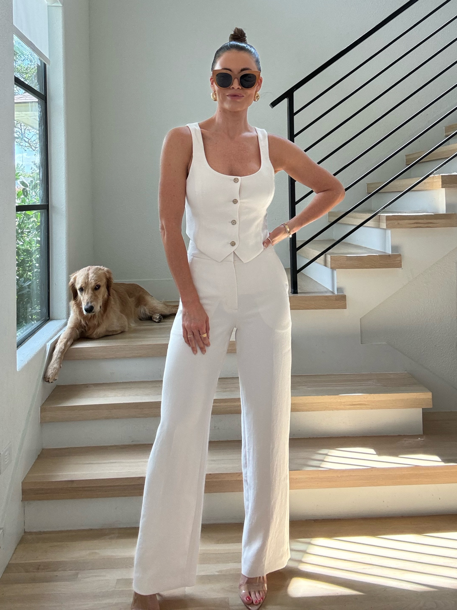 Size 4 in pants + 6 in vest!

Aritzia finds 
White pants 
White vest 

#LTKStyleTip #LTKFindsUnder100 #LTKFindsUnder50