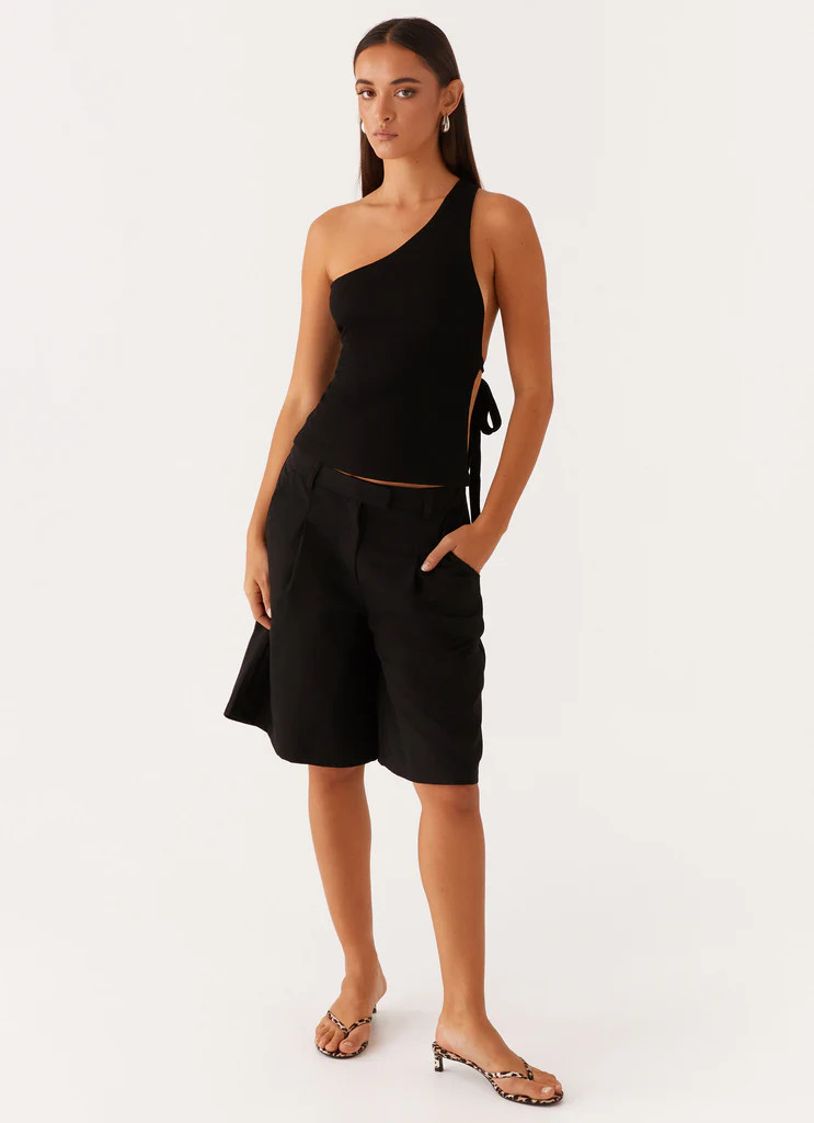 Safiya One Shoulder Top - Black | Peppermayo (Global)