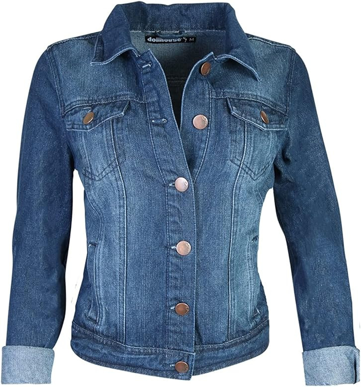 dollhouse Women’s Jacket - Basic Denim Classic Crop Jean Jacket (Size: S-XL) | Amazon (US)
