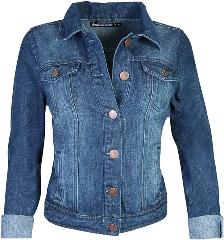 dollhouse Women’s Jacket - Basic Denim Classic Crop Jean Jacket (Size: S-XL) | Amazon (US)