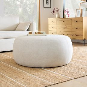 Cobble Round Ottoman - Large | West Elm (US)