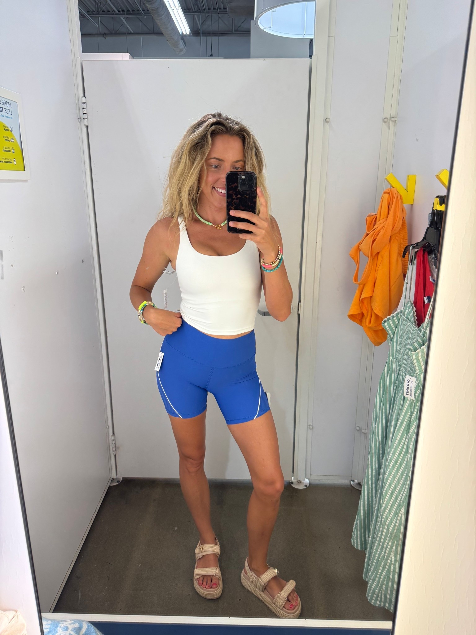 Yasss old navy! Size small in tank, I love this and have in multiple colors. 
Shorts were actually so cute! Size XS 